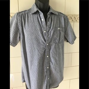 PD&C Blue Dotted Button Up Short Sleeve Shirt S